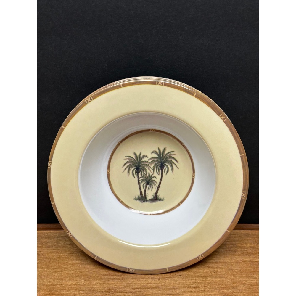 Fourstar Salad Entree Pasta Bowls Set of 4 Tropical Palm Tree Cream 8 Inch
